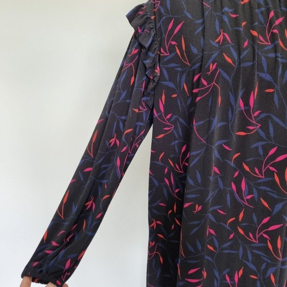 Leona Edmiston Multicolour Floral Long Sleeve Smock Dress Size 16 - Picture 7 of 10